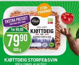 Kiwi KJØTTDEIG STORFE&SVIN tilbud