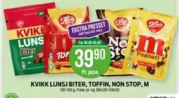 Kiwi KVIKK LUNSJ BITER, TOFFIN, NON STOP, M tilbud