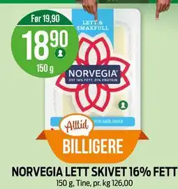 Kiwi NORVEGIA LETT SKIVET 16% FETT tilbud