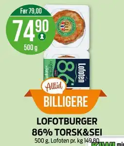 Kiwi LOFOTBURGER 86% TORSK&SEI tilbud