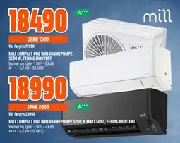 Obs Bygg MILL COMPACT PRO WIFI VARMEPUMPE 5200 W, FERDIG MONTERT tilbud