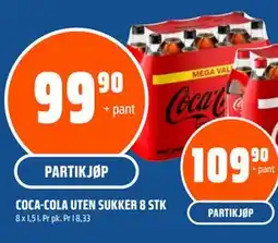 Coop Obs COCA-COLA UTEN SUKKER 8 STK tilbud