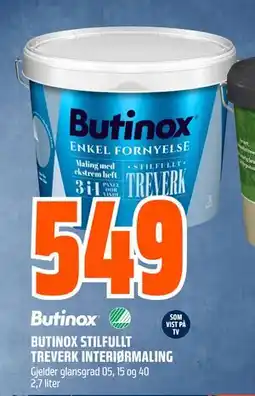 Obs Bygg BUTINOX STILFULLT TREVERK INTERIØRMALING tilbud