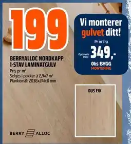Obs Bygg BERRYALLOC NORDKAPP 1-STAV LAMINATGULV tilbud