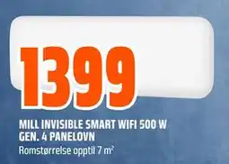 Obs Bygg MILL INVISIBLE SMART WIFI 500 W GEN. 4 PANELOVN tilbud