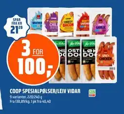 Coop Obs COOP SPESIALPØLSER/LEIV VIDAR tilbud