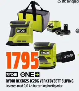 Obs Bygg RYOBI RCK182S-1C20G VERKTØYSETT SLIPING tilbud