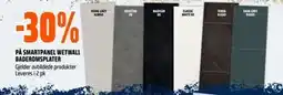 Obs Bygg 30%. PÅ SMARTPANEL WETWALL BADEROMSPLATER tilbud