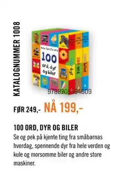 Ark Bokhandel 100 ORD, DYR OG BILER tilbud