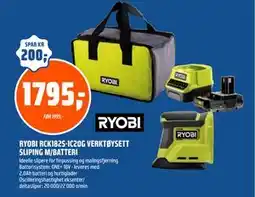 Coop Obs RYOBI RCK182S-1C20G VERKTØYSETT SLIPING M/BATTERI tilbud
