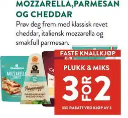 Jacobs MOZZARELLA,PARMESAN OG CHEDDAR tilbud