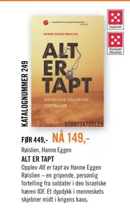 Ark Bokhandel ALT ER TAPT tilbud