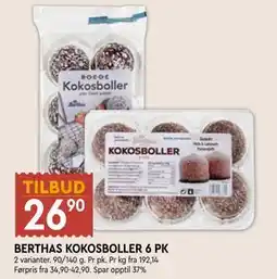 Coop Mega BERTHAS KOKOSBOLLER 6 PK tilbud