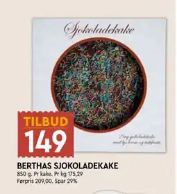 Coop Mega BERTHAS SJOKOLADEKAKE tilbud