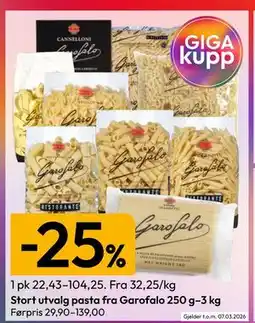 Gigaboks Stort utvalg pasta fra Garofalo 250 g–3 kg tilbud