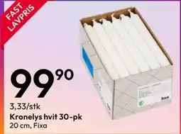 Gigaboks Kronelys hvit 30-pk tilbud