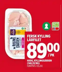 Meny FERSK KYLLING LÅRFILET tilbud