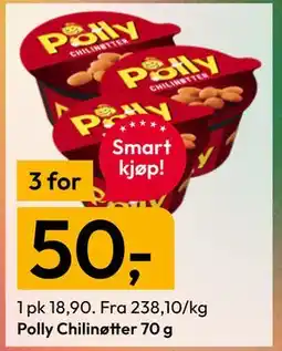 Gigaboks Polly Chilinøtter 70 g tilbud