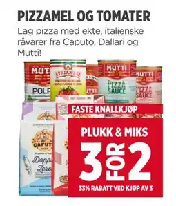 Meny PIZZAMEL OG TOMATER tilbud
