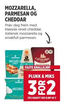 Meny MOZZARELLA, PARMESAN OG CHEDDAR tilbud