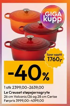 Gigaboks Le Creuset støpejernsgryte tilbud