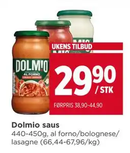 Meny Dolmio saus tilbud