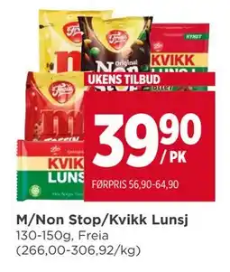 Meny M/Non Stop/Kvikk Lunsj tilbud