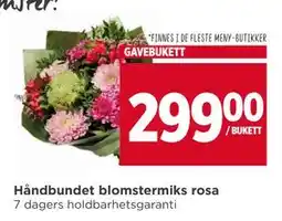 Meny Håndbundet blomstermiks rosa tilbud