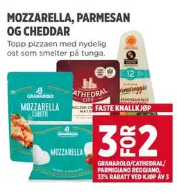 Meny MOZZARELLA, PARMESAN OG CHEDDAR tilbud