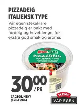 Meny PIZZADEIG ITALIENSK TYPE tilbud