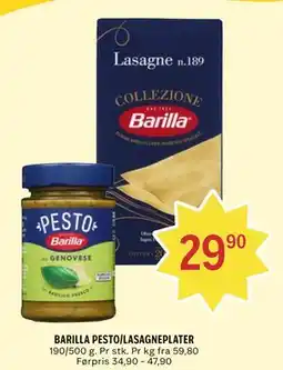 Coop Prix BARILLA PESTO/LASAGNEPLATER tilbud