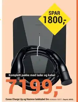 Elektroimportøren Easee Charge Up og Namron ladekabel 5m tilbud
