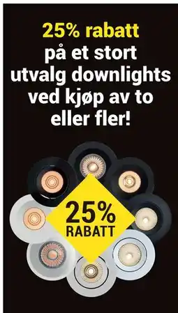 Elektroimportøren 25% rabatt på et stort utvalg downlights tilbud