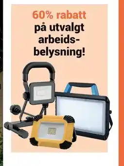 Elektroimportøren 60% rabatt på utvalgt arbeidsbelysning! tilbud