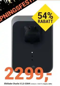 Elektroimportøren Elbillader Charlie 3 2,3-22kW tilbud