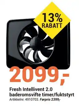 Elektroimportøren Fresh Intellivent 2.0 baderomsvifte timer/fuktstyrt tilbud