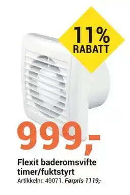 Elektroimportøren Flexit baderomsvifte timer/fuktstyrt tilbud