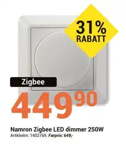 Elektroimportøren Namron Zigbee LED dimmer 250W tilbud