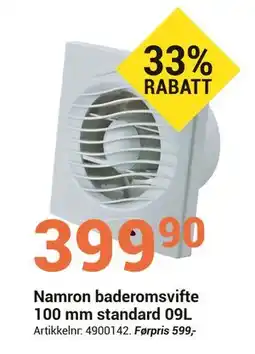 Elektroimportøren Namron baderomsvifte 100 mm standard 09L tilbud