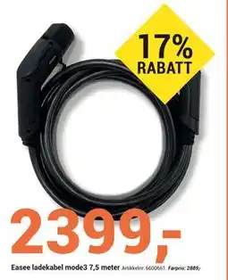 Elektroimportøren Easee ladekabel mode3 7,5 meter tilbud
