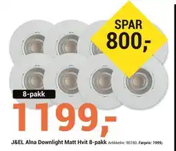 Elektroimportøren J&EL Alna Downlight Matt Hvit 8-pakk tilbud