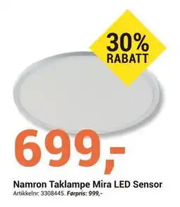 Elektroimportøren Namron Taklampe Mira LED Sensor tilbud