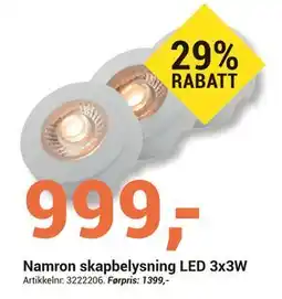 Elektroimportøren Namron skapbelysning LED 3x3W tilbud