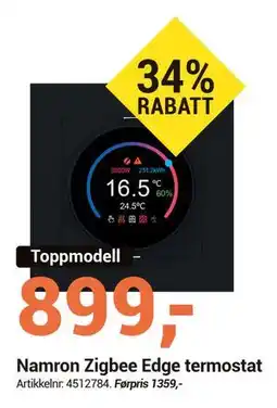 Elektroimportøren Namron Zigbee Edge termostat tilbud
