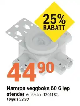 Elektroimportøren Namron veggboks 60 6 løp stender tilbud
