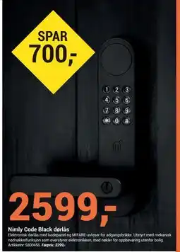 Elektroimportøren Nimly Code Black dørlås tilbud