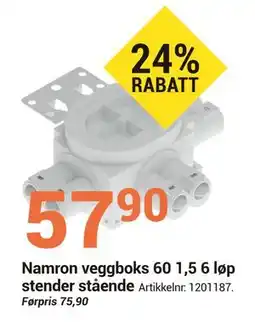 Elektroimportøren Namron veggboks 60 1,5 6 løp stender stående tilbud