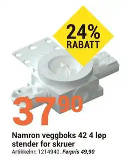 Elektroimportøren Namron veggboks 42 4 løp stender for skruer tilbud