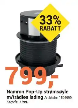 Elektroimportøren Namron Pop-Up strømsøyle m/trådløs lading tilbud