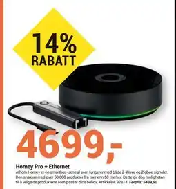Elektroimportøren Homey Pro + Ethernet tilbud